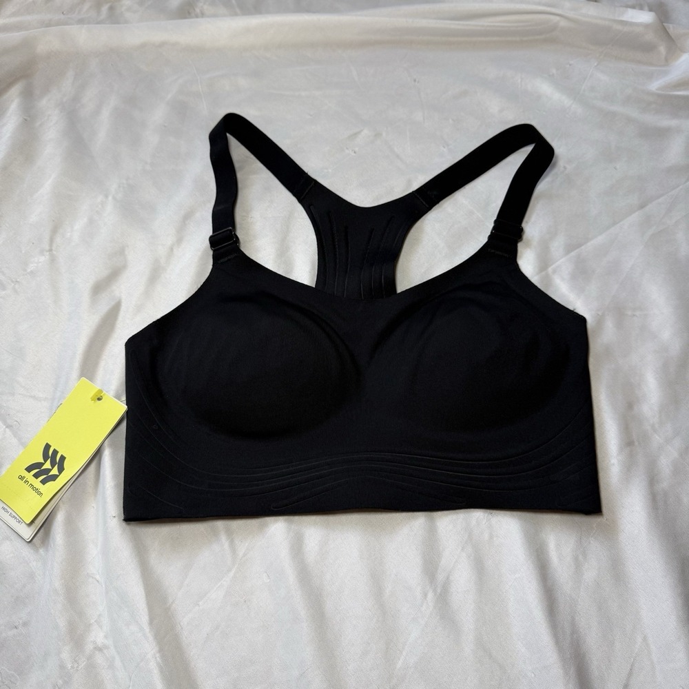 All in Motion Women's High Support Embossed Racerback Run Bra Black Size XS NWT - Picture 1 of 8